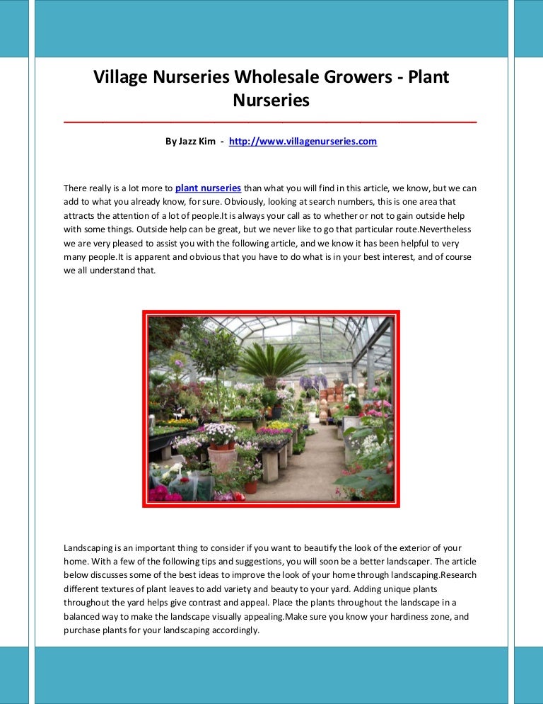 Plant nurseries