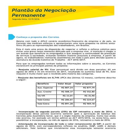 Plantão da negociação permanente   12 9 2016