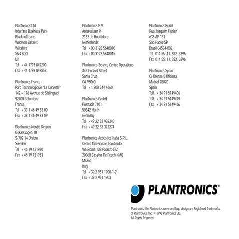 Plantronics b230 user guide | PDF