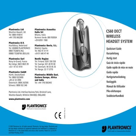 Plantronics cs60 quick setup guide