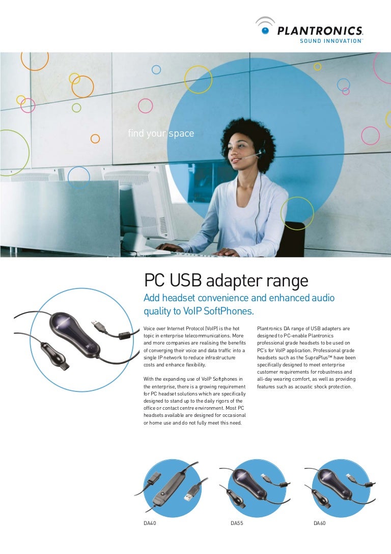 Plantronics DA40 USB Entry Level Adaptor Headsets Only