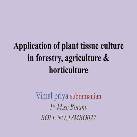 Plant tissue culture application