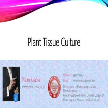 Plant tissue culture Application