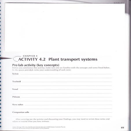 Plant transport systems prac
