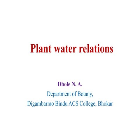 Plant water relation | PPTX