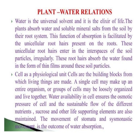 plant water relation, transpiration, root pressure and transpirational pull.pptx