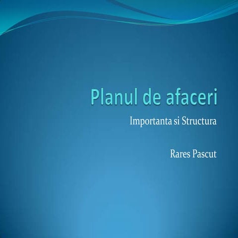 Planul de afaceri - importanta si structura
