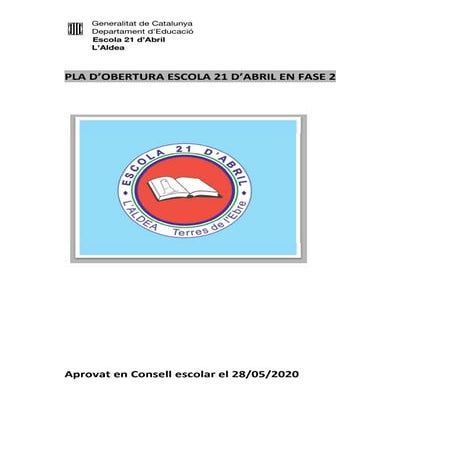 Pla obertura escola21 d'abril29 05 2020