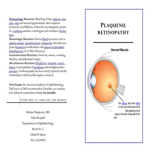 Plaquenil and retinopathy by dr. michael duplessie ophthalmologist 
