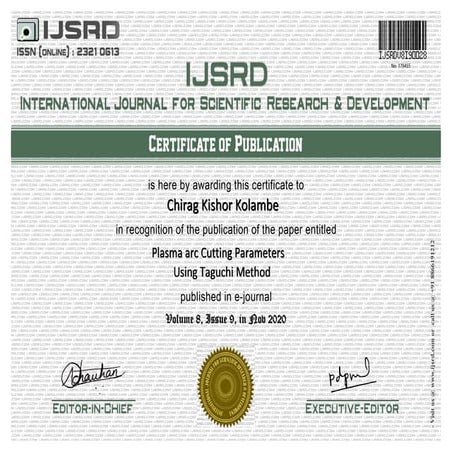 Plasma arc cutting parameters using taguchi method 