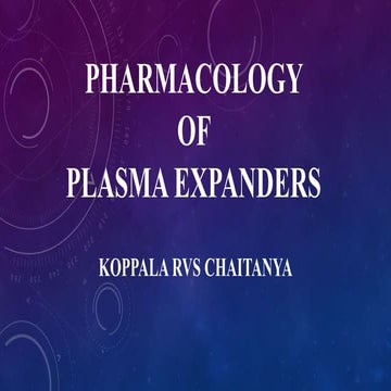 Pharmacology of Plasma expanders