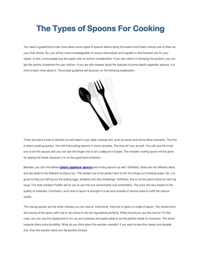 The Types of Spoons For Cooking
