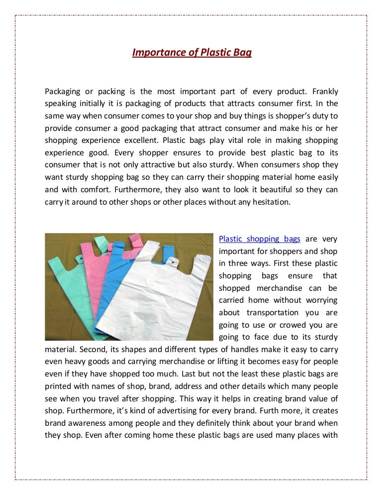 Importance of plastic bag