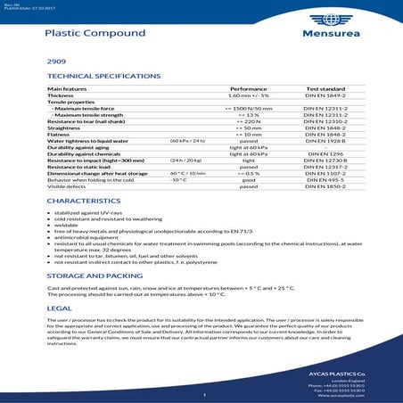 Plastic Datasheet Template