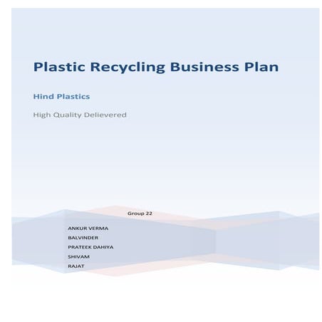 Plastic recycling business plan Report
