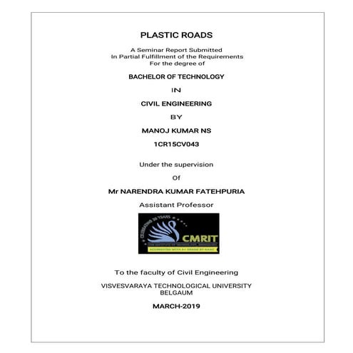 Plastic roads report 