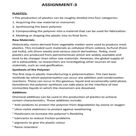 Plastics manufacturing processes