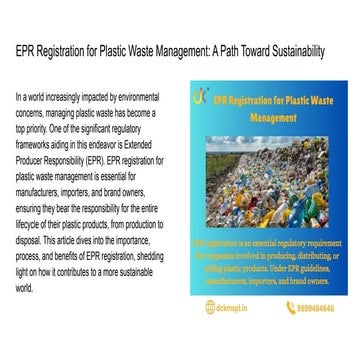 How Does EPR Registration Help in Plastic Waste Management