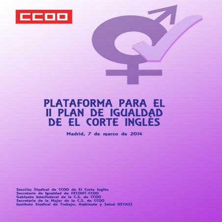 Plataforma  ccoo ii plan de de igualdad eci  070314