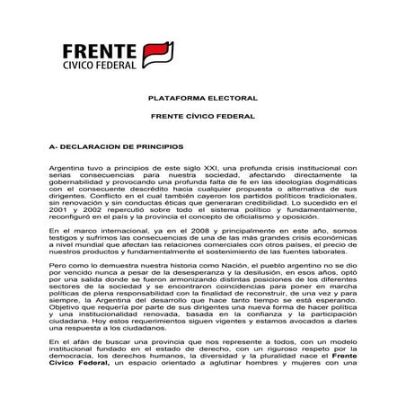 Plataforma Frente Civico Federal De Mendoza