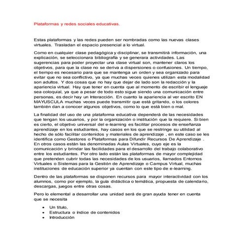Plataformas y redes sociales educativas
