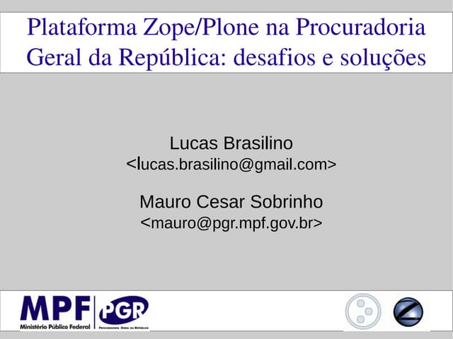 Plataforma Zope Plone na PGR