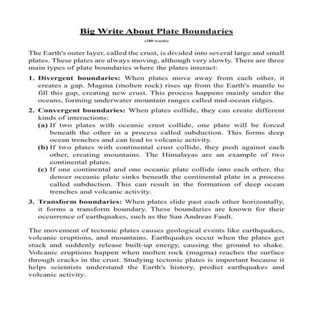 Plate Boundaries - exam style questions