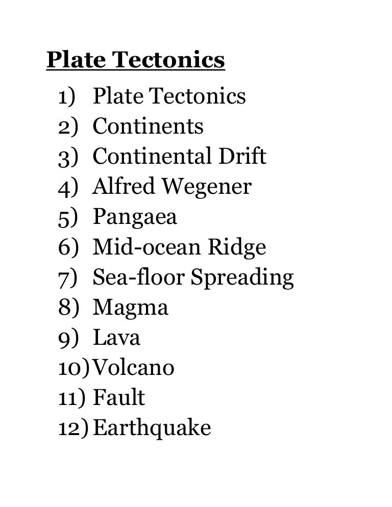 Plate tectonics vocabulary