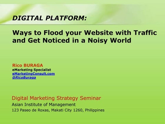 Digital Marketing Strategy Seminar- Presentation