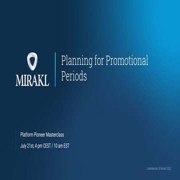 Platform Pioneer Masterclass - Planning for promotional activities