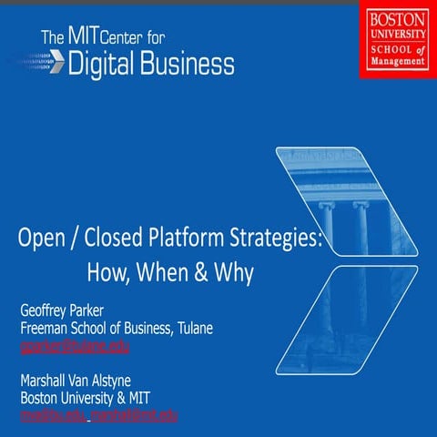 Platform Strategy: Openness, Innovation & Control