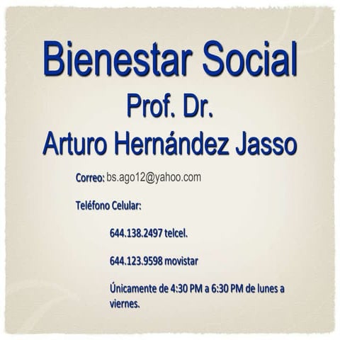 Platica inductiva bienestar social primera unidad 2012