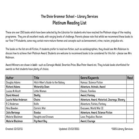 Platinum Reading List