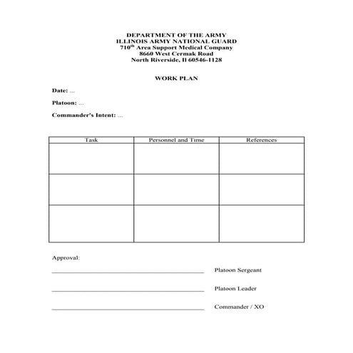 Platoon Work Plan