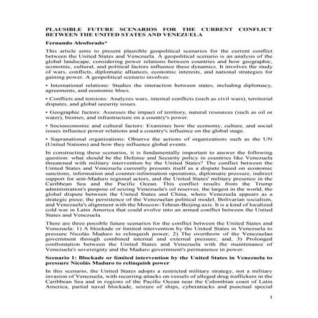 PLAUSIBLE FUTURE SCENARIOS FOR THE CURRENT CONFLICT BETWEEN THE UNITED STATES...