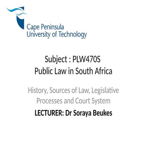 Comprehensive Overview of Public Law in South Africa: History, Sources ...