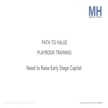 Path to Value Playbook - Need to Raise Early Stage Capital and Financials