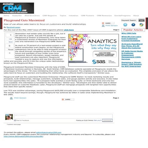 Playground gets maximized   crm magazine