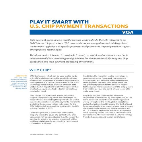 Play It Smart with U.S. Chip Payment Transactions