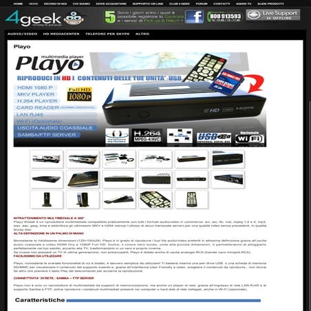 Media Player 4Geek Playo HDMP-100MKV 1080p HDMI USB LAN