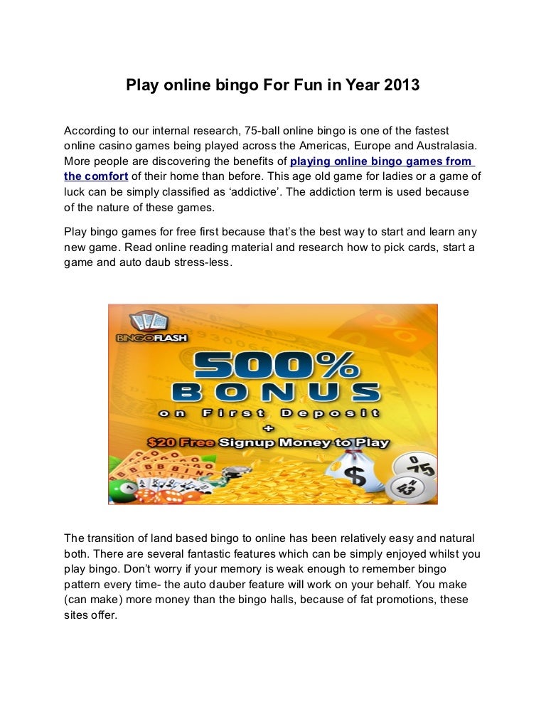 play online bingo for fun in year 2013