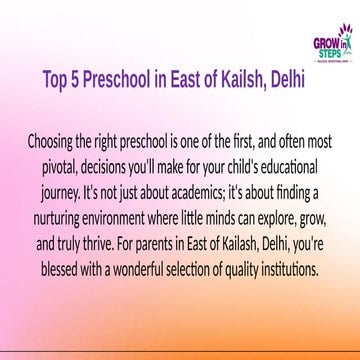 List of Top 10 Best Preschools in Delhi NCR | PDF