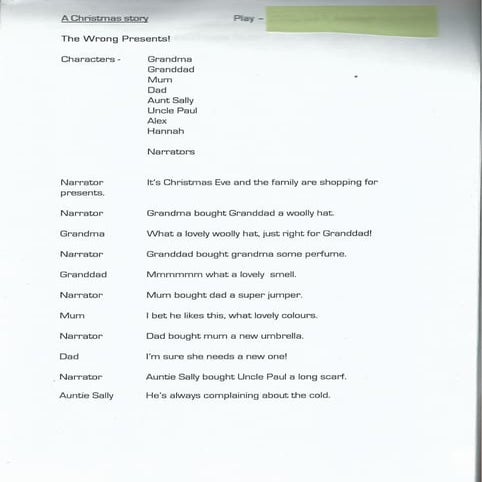 Playscript for wrong presents | PDF