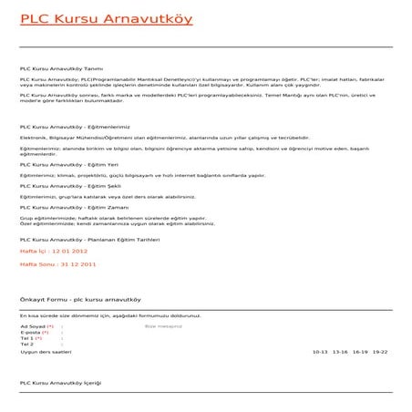 Plc kursu-arnavutkoy