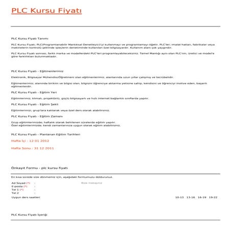 Plc kursu-fiyati