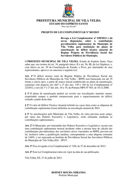 Plc 003 2015   revoga a lei complem...