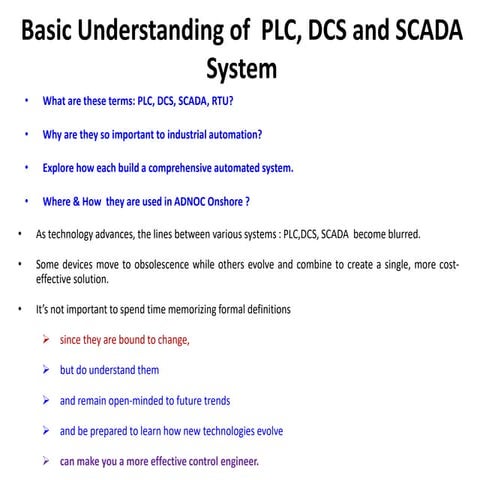 Basic understanding of PLC RTU DCS SCADA