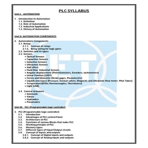 Plc syllabus