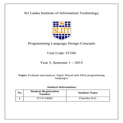 Evaluate And Analysis of ALGOL, ADA ,PASCAL Programming Languages | PDF