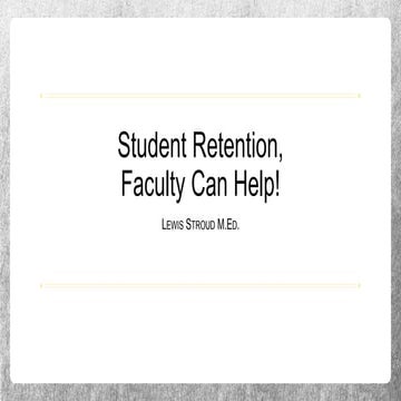 Student Retention (Classroom Management)